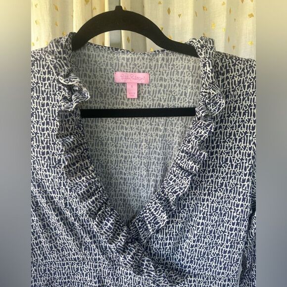 Lilly Pulitzer Blayney It's A Lilly Ruffle V Neck Silk Blend Dress S - Picture 3 of 8